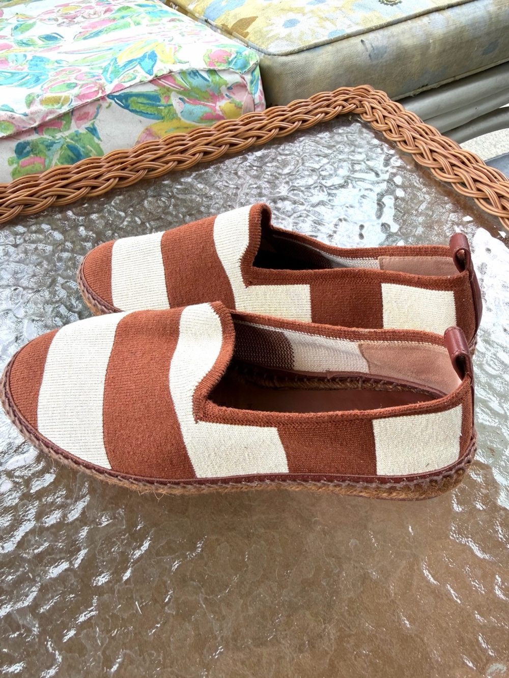 Loro Piana Seaside Walk Canvas Espadrilles Brown Cream Striped EU 37 - Picture 16 of 17